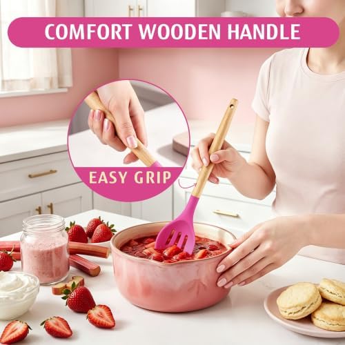 hecef Hot Pink Kitchen Utensil Set, 10 PCS