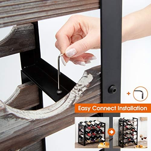 JACKCUBE Design Wine Rack Freestanding Floor 3 Tier Stackable 12 Wine