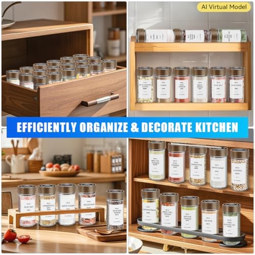 VIBRATITE 30 Pack 4 oz Round Glass Spice Jars with Acacia Lids and