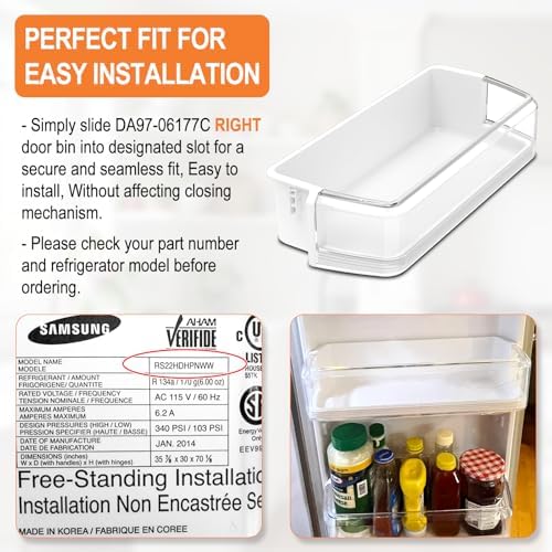 DA97-06177C Refrigerator Door Shelf Bin Compatible with Samsung