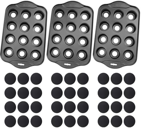 3-Pack Mini Cheesecake Pans Removable Bottom, 12-Cavity Mini Muffin