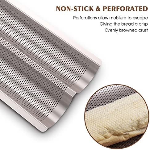 Baguette Pan French Bread Pans For Baking Pans, Nonstick 2 Slots