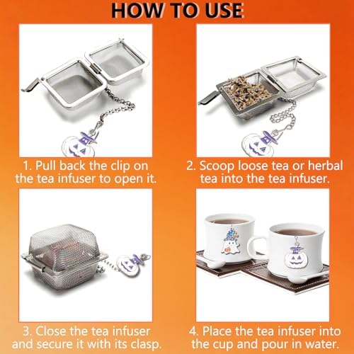 Halloween Tea Infuser Set, 2 PCS Cubic Tea Strainers for Loose Leaf