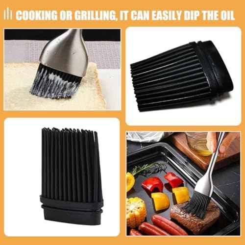 Beavorty Silicone Pastry Brush Refills 4pcs Set Stainless Steel Hollow