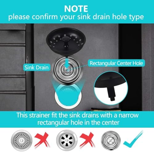 3 PCS Kitchen Sink Stopper Strainer,Anti-Clogging Stainless Steel Sink
