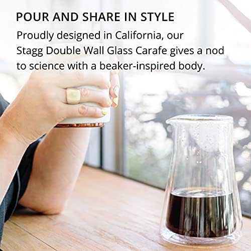 Fellow Stagg Double Wall Pour Over Glass Coffee Carafe, 20 Ounce