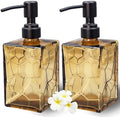 Brown Glass Soap Dispenser - 2 Pack 13 Oz Square with Pump