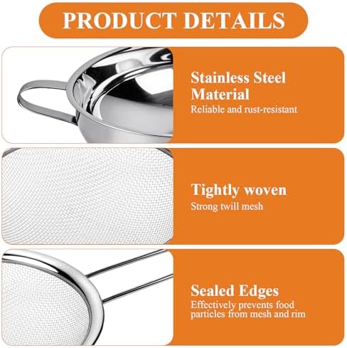 Supkiir 4 Pcs Stainless Steel Funnels with Fine Mesh Strainer, 1.4