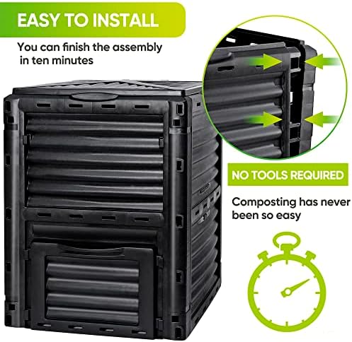 F2C 80Gal Outdoor Compost Bin, Black