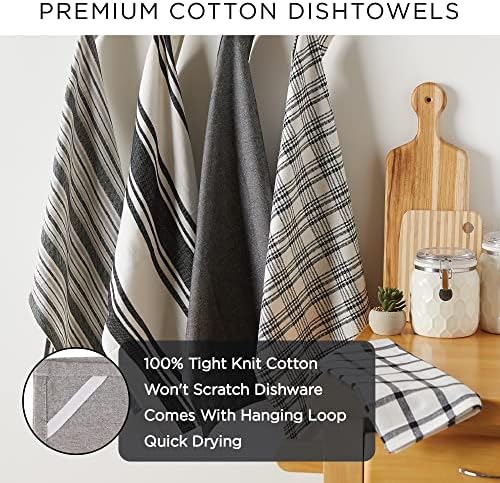 DII Everyday Kitchen, Urban Stripe & Basic Dishtowels, 18x28, Sage