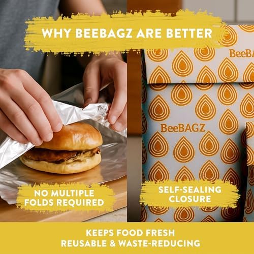 BeeBAGZ Beeswax Wrap Storage Bags, 3 Pack, Multicolors