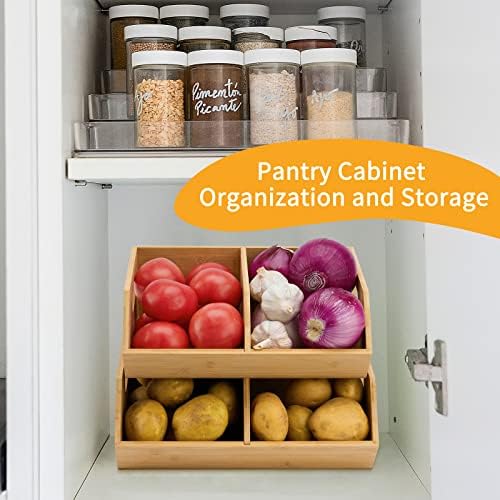 2 Set Bamboo Storage Bin, Pantry Organization and Storage Baskets