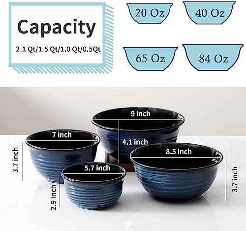 HASENSE Mixing Bowls for Cooking, Baking, Ceramic Serving Dishes Set