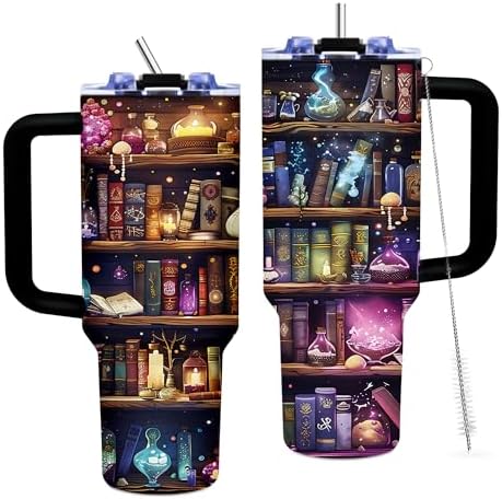 Book Lovers Gifts for Women, 40oz Tumbler with Handle & Straw