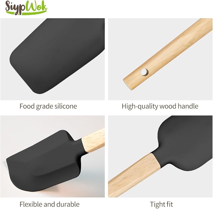 Silicone Spatula Set, Food Grade Rubber Spatula-5 Piece Nonstick Rubber Spatulas - Image 8