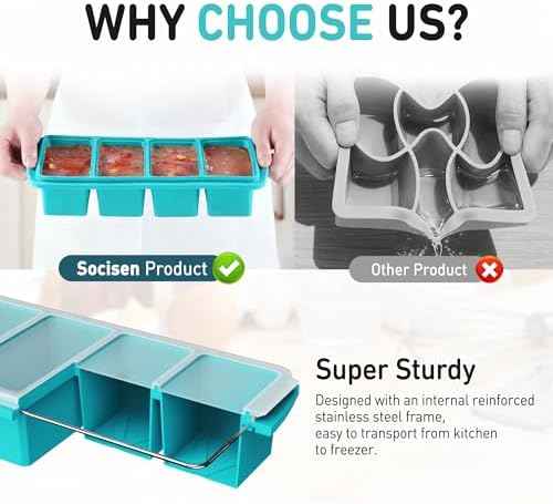 Silicone Freezer Tray With Lid Soup Freezer Container Molds with Steel