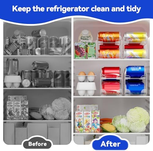 Soda Can Organizer, 2 Pack, Auto-Roll Dispenser for Fridge
