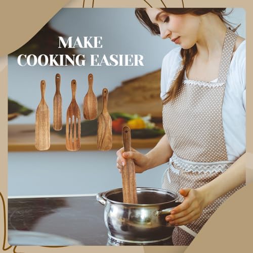 5-Piece Natural Teak Wood Spatula Set