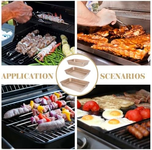 3 Piece Rectangular Cake Pans Set, Carbon Steel Oven Baking Sheets