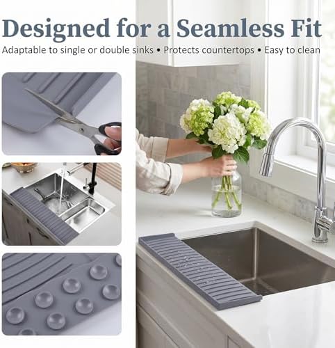 Sink Edge Protector with Suction Cups - 4 x 30 Silicone Sink Splash