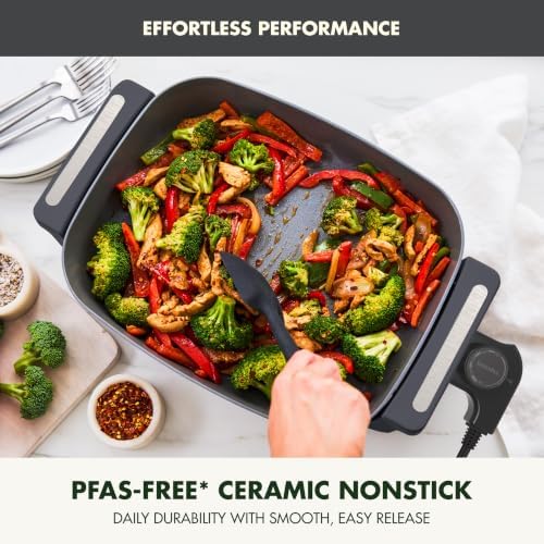 GreenPan Advanced 12” X 15” Electric Skillet with Lid, 7QT Capacity