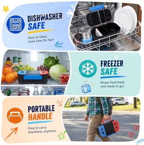 Kids Lunch Box with 9oz Thermo, Game Bento Box for Boys & Girls