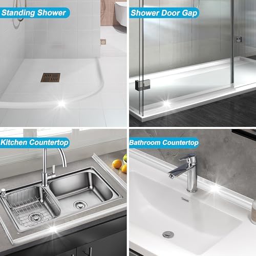 67" Shower Threshold Water Dam Silicone Shower Water Guard Collapsible