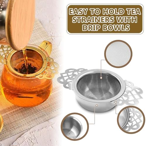 2 Pack Fine Mesh Tea Strainers, Silver Loose Leaf Tea Filter