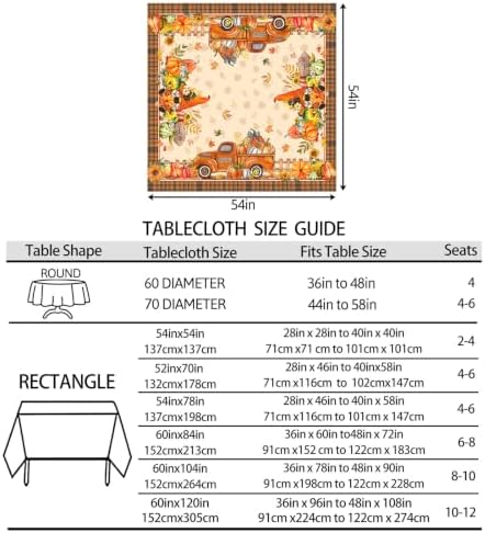 Hexagram Fall Tablecloth 54 x 54 Inches, Orange Fall Table Cloth