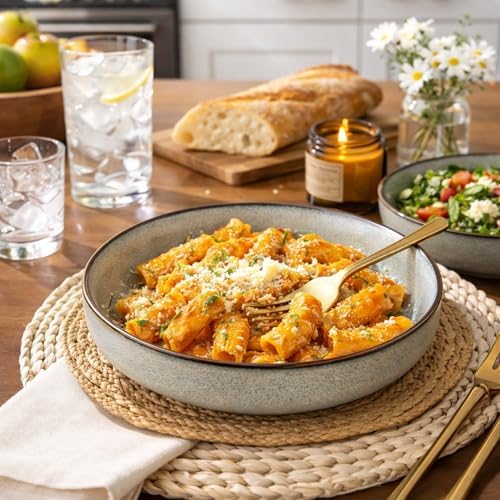GBhome 8.75'' Large Ceramic Pasta Bowls, 38oz Stoneware Pasta Serving