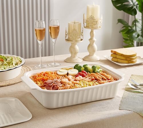 Large Ceramic Baking Dish with Lid, 5.5 Quart