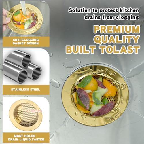 RQYEKDO Stainless Steel Kitchen Sink Drain Strainer Stopper