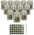 12-pack 6oz Metal Seasoning Containers with Adjustable Lid -192 Labels