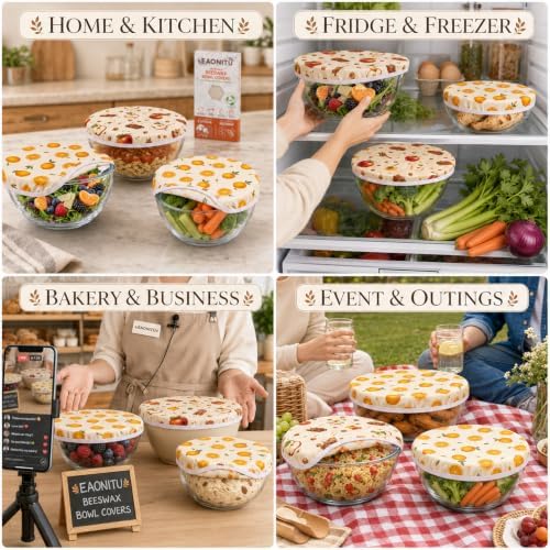 Beeswax Bowl Covers, 6-Pack, 8-12 Inch