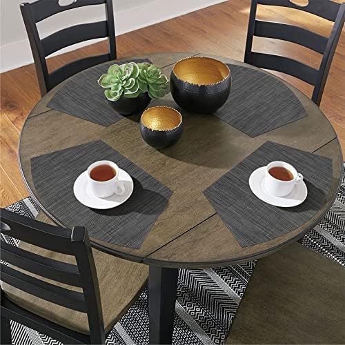 SHACOS Small Round Table Placemats Set of 5 Woven Vinyl Wedge