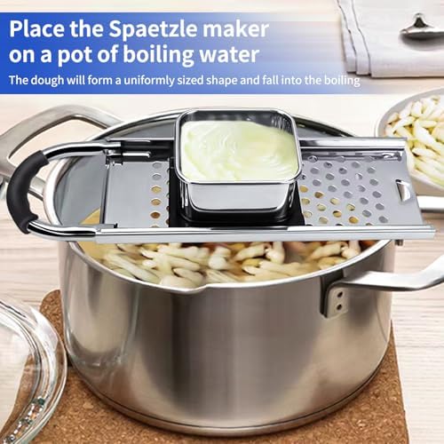 Grade Stainless Steel Spaetzle Maker Widen Plastic Handle Homemade Egg