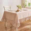 Deep Dream Gingham Ruffled Table Cloth 60 x 84 Inches, 100% Cotton