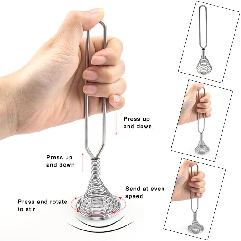 French Whisk 2 Pack Stainless Steel Spring Coil Egg Beater Hand Mixer