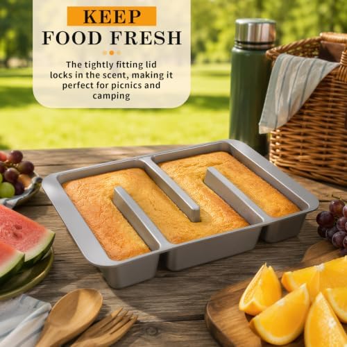 Brownie Pan with Lid, Spatula and Wedge, Nonstick Cast Aluminum 9"