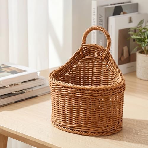 2 Pcs Hanging Wall Basket for Pantry Storage, Woven Wall Baskets for