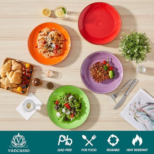 vancasso Bonita 10.5 Inch Ceramic Dinner Plates Set of 6, Warm Colors