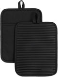 KITCHENAID Ribbed Soft Silicone Pot Holder 2-Pack Set, Matte Black by KitchenAid