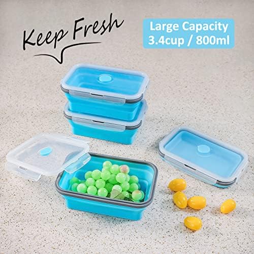 Collapsible Food Storage Containers with Lid & Air Vent, Bundle of