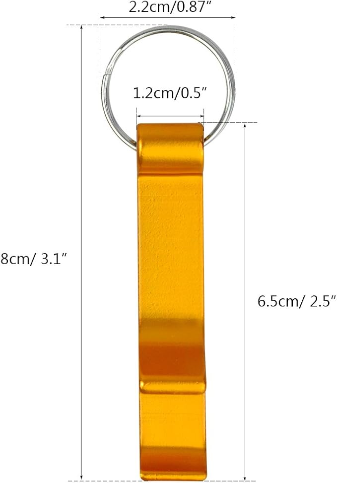 cnomg 16 pcs 8 Colored Metal Bottle Opener, Split Key Ring Chain Keychain Bulk - Image 2