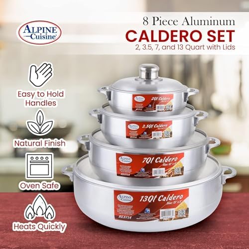 Alpine Cuisine 8-Piece Nonstick Aluminum Caldero Cookware Set with