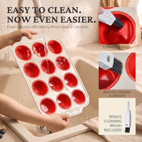 BRONYPRO Silicone Muffin Pan for baking, 12-Cup, Warm Oat and Classic