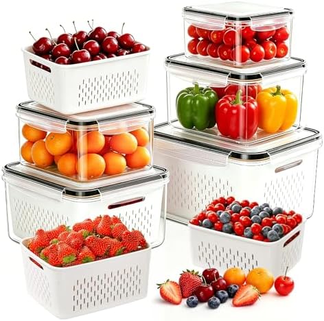 5 Pack Large Fruit Storage Containers for Fridge