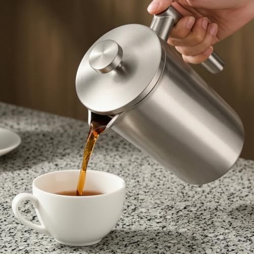 French Press Coffee Maker, Stainless Steel, 1500ml/50oz
