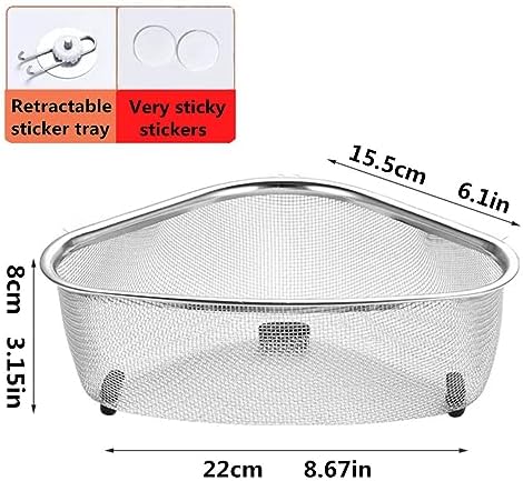 Kitchen Triangle Sink Strainer, Stainless Steel, Silver