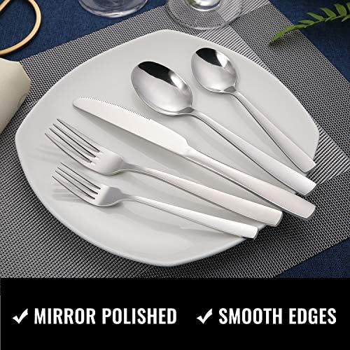 Hiware 24-Piece Silverware Set with Steak Knives, Stainless Steel
